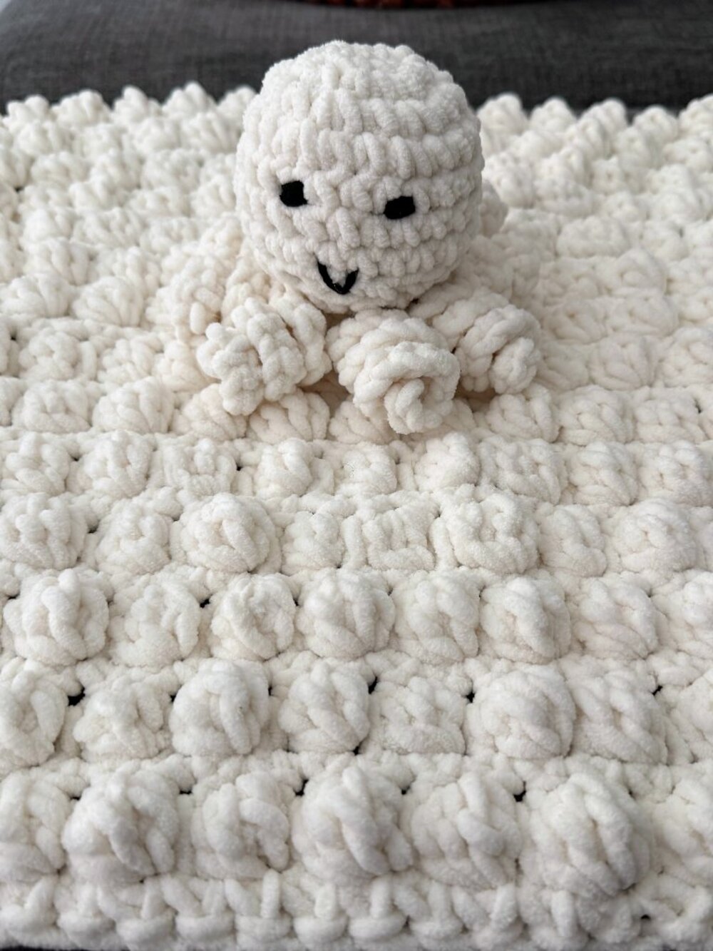 Handmade crocheted Octopus Stuffie and Blankie -- New